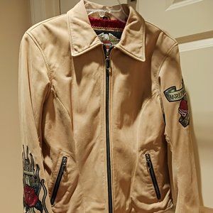 Harley Davidson Women's Fascination Beige Leather Jacket Rose Heart 97049-05VW